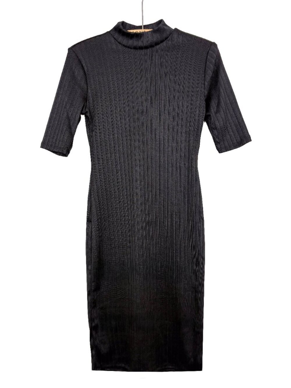 GAP Womens Ribbed Mockneck Black Midi Dress XS Bodycon